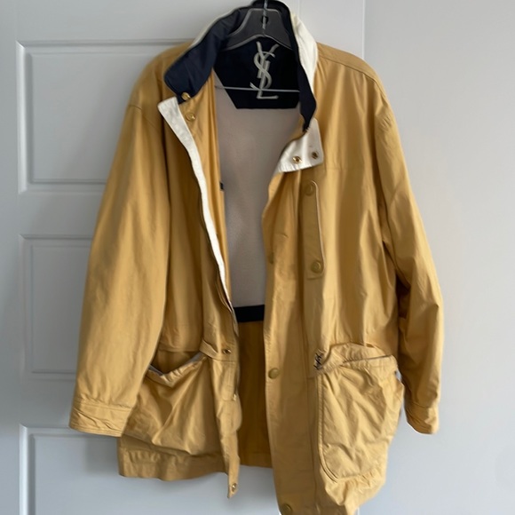 Vintage Ysl 90s windbreaker hidden hood yellow and blue George Constanza - Picture 2 of 8
